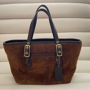 Brown Suede Small Coach Tote